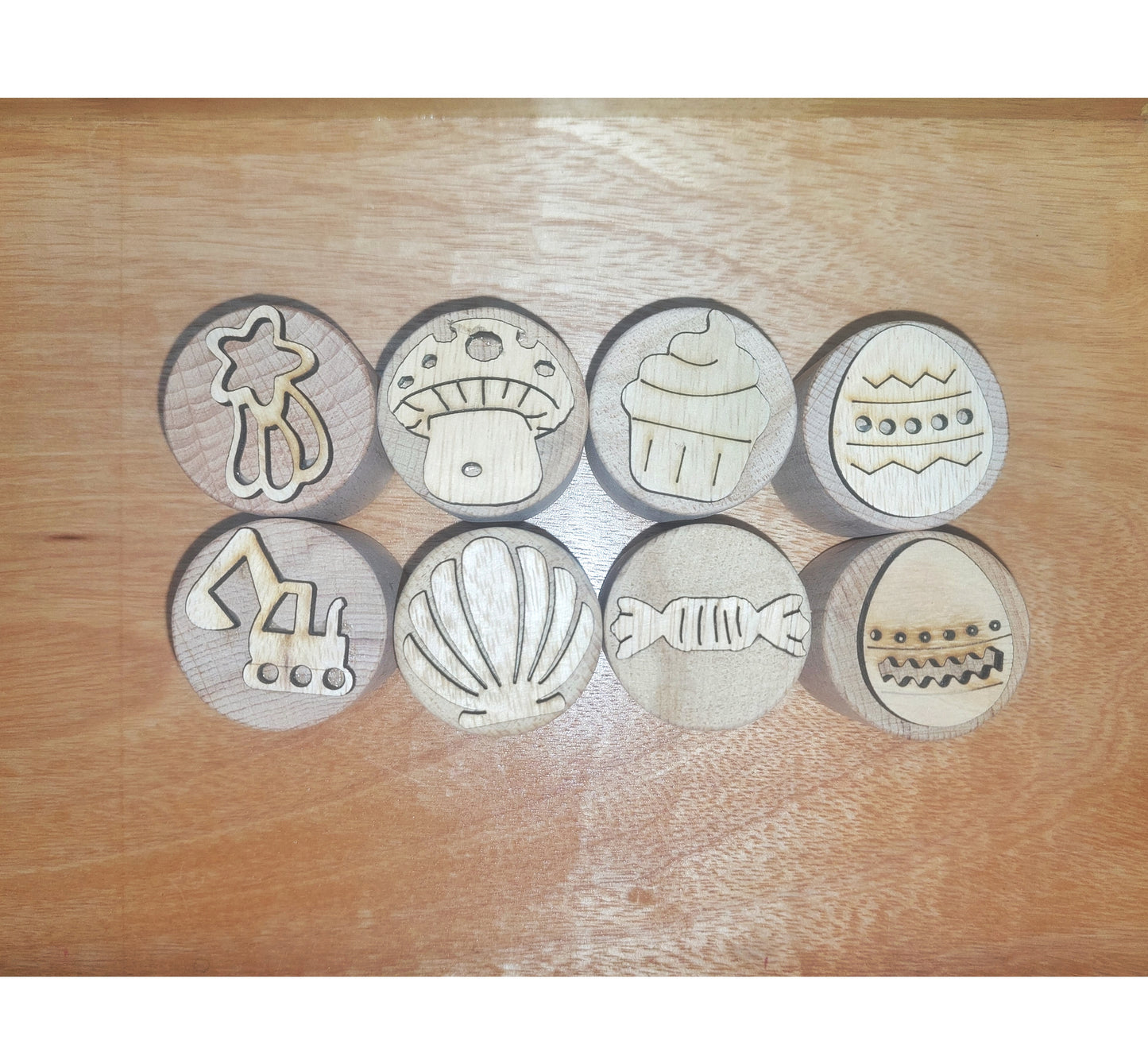 Wooden Front and Back Stamps- Pack of 8
