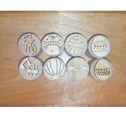 Wooden Front and Back Stamps- Pack of 8