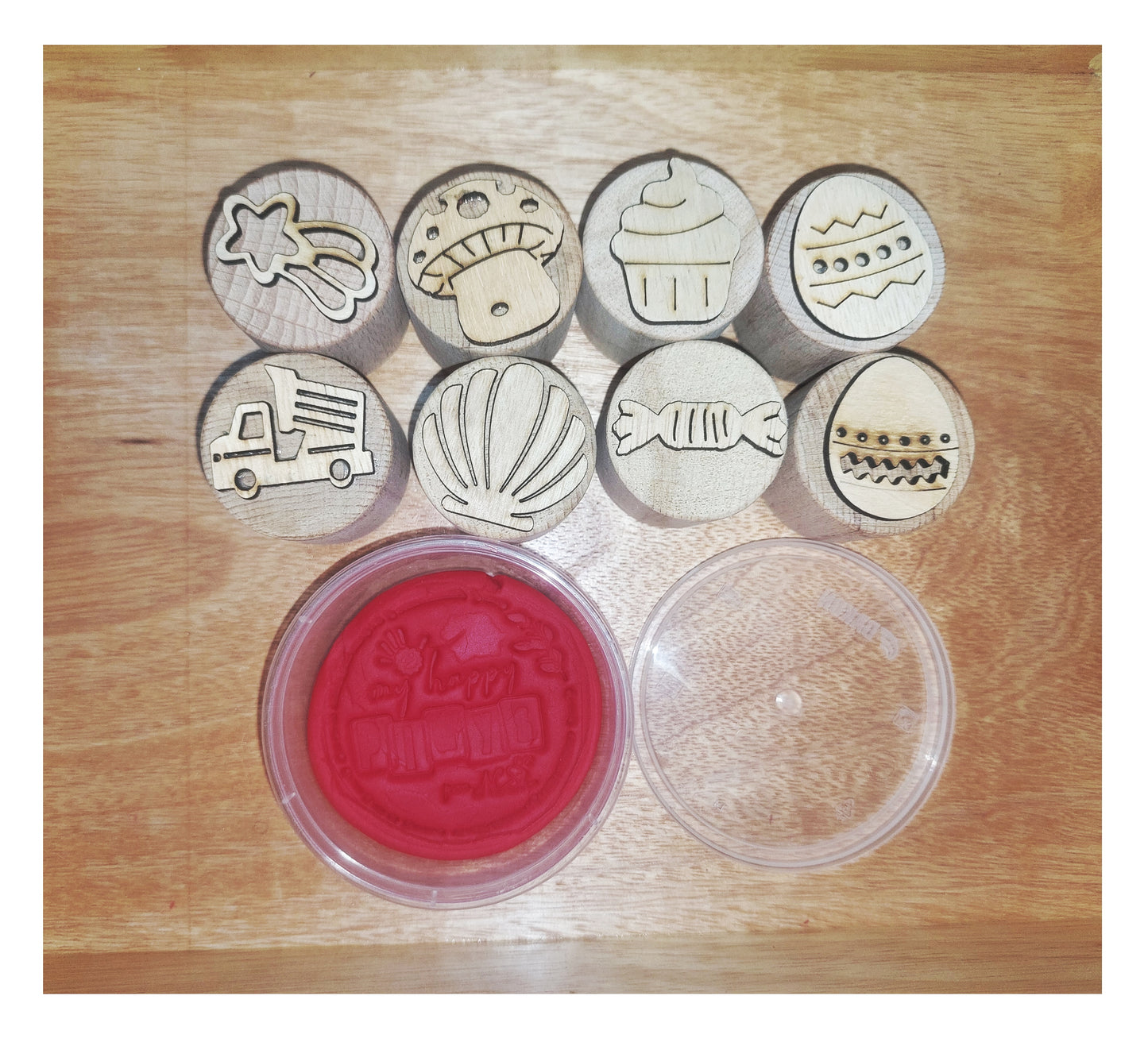 Wooden Front and Back Stamps- Pack of 8