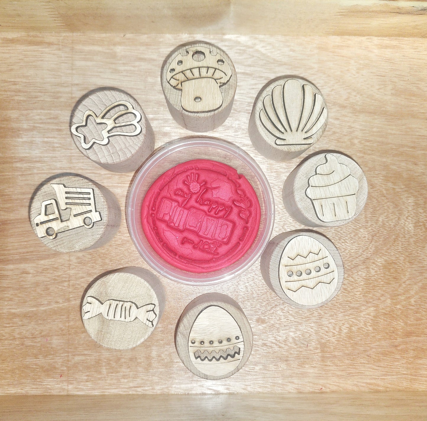 Wooden Front and Back Stamps- Pack of 8