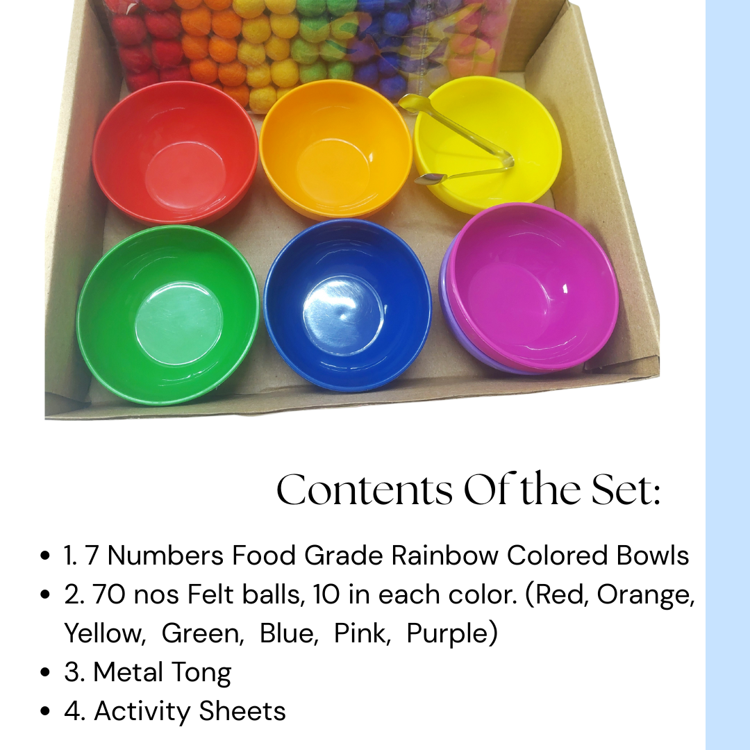 RAINBOW BOWL SET FOOD GRADE PLASTICS with sheets, Tong
