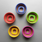 5 Colored Bowls with Matching Rings