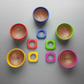 5 Colored Bowls with Matching Rings