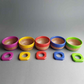 5 Colored Bowls with Matching Rings