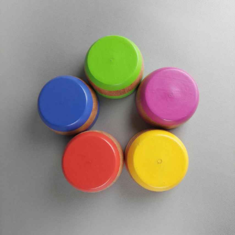 5 Colored Bowls with Matching Rings
