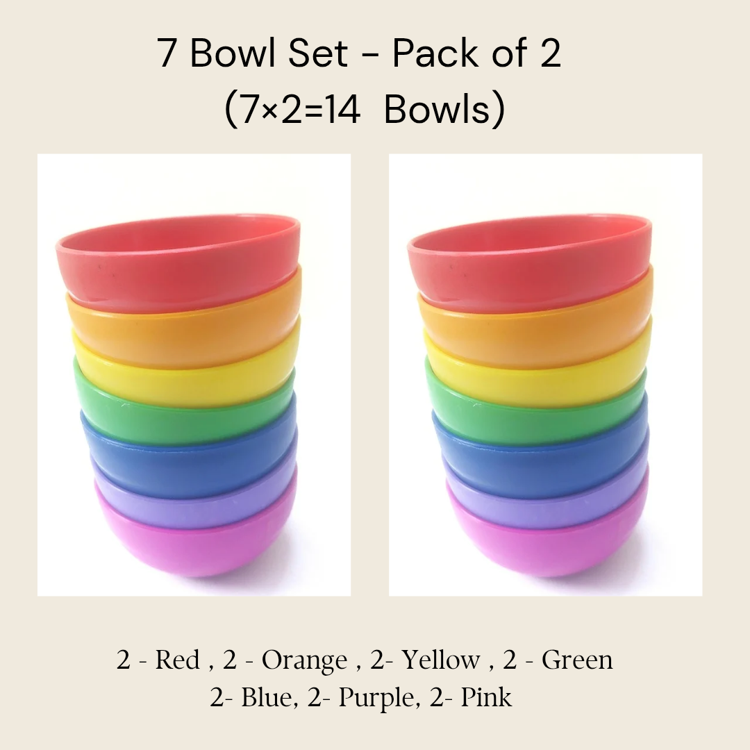 RAINBOW BOWL SET FOOD GRADE PLASTICS with sheets, Tong