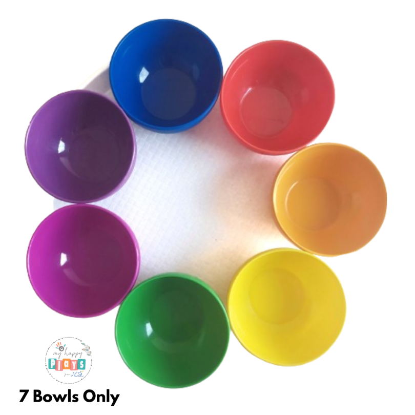 RAINBOW BOWL SET FOOD GRADE PLASTICS with sheets, Tong