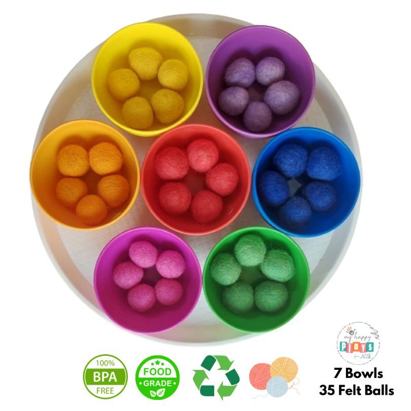 RAINBOW BOWL SET FOOD GRADE PLASTICS with sheets, Tong