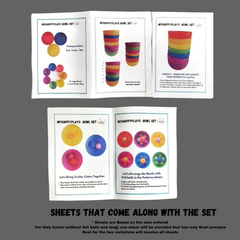 RAINBOW BOWL SET FOOD GRADE PLASTICS with sheets, Tong