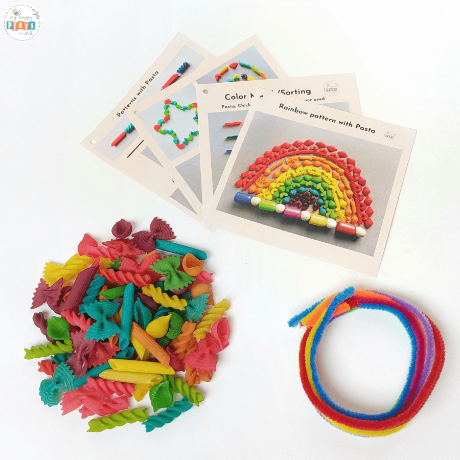 Rainbow Pasta with Prompt Sheets & Pipecleaner