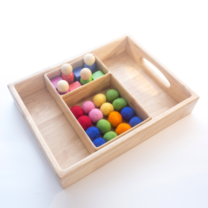 Wooden Tray with Handles and Mini Writing Tray